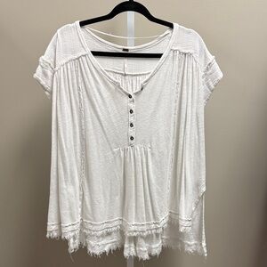 Free People Cream Button-Front Blouse